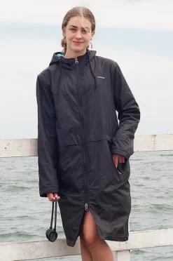 Towel Robes & Ponchos|Towel Robes & Ponchos|Rappco Adult Waterproof Towelling Zip Parka 4XL-6XL Black/Aqua