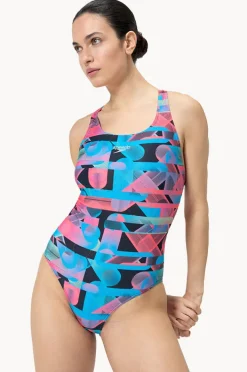 One Pieces|Speedo Allover Digital Powerback One Piece Red/blue