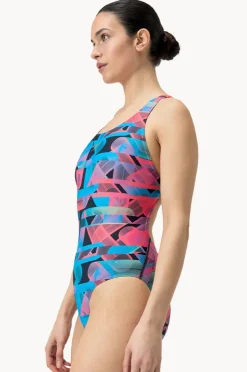One Pieces|Speedo Allover Digital Powerback One Piece Red/blue