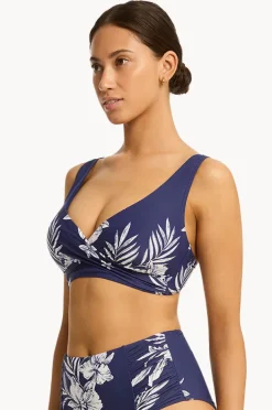 Bikini Tops|Sea Level Aloha Cross Front Bra French navy