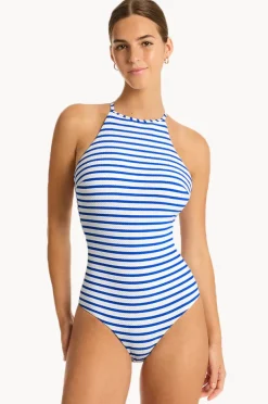 One Pieces|Sea Level Amalfi High Neck One Piece Amalfi blue