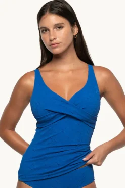 Tankini Tops|Nip Tuck Amelius Louise Cross Front Singlet Blue