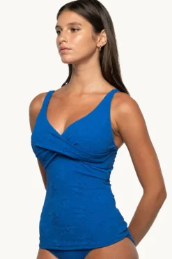 Tankini Tops|Nip Tuck Amelius Louise Cross Front Singlet Blue