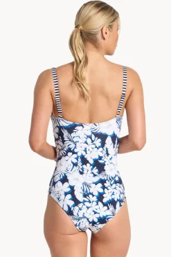 One Pieces|Jantzen Anchor Ruched Square Neck One Piece Navy