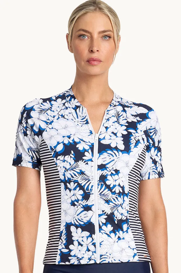 Rashies & Sunsuits|Jantzen Anchor Short Sleeve Suntop Navy