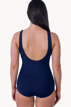 One Pieces|Jantzen Anchor Stripe Pintuck One Piece Navy