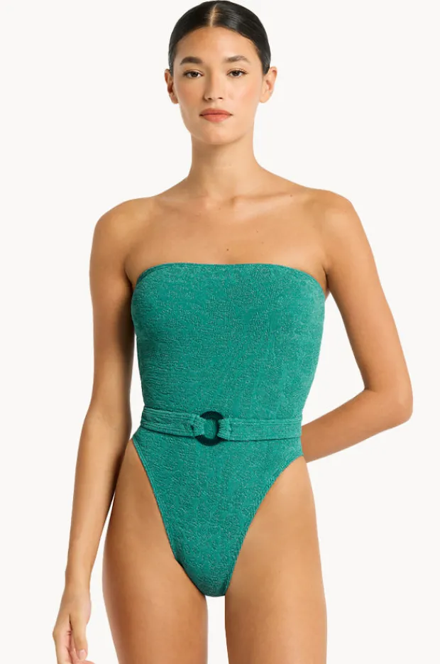One Pieces|Bond-eye Animalia Belt Fane Bandeau One Piece Teal