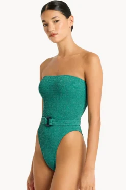 One Pieces|Bond-eye Animalia Belt Fane Bandeau One Piece Teal