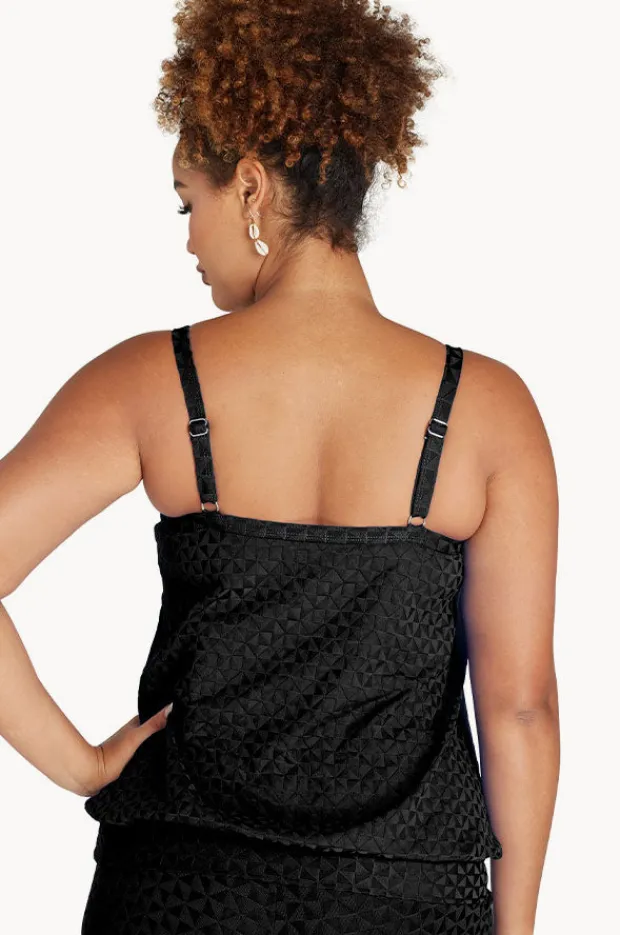 Tankini Tops|Genevieve Aztec Jacquard Blouson Tankini Separate Black