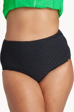 Bottoms|Genevieve Aztec Jacquard Hi Waist Retro Pant BLACK