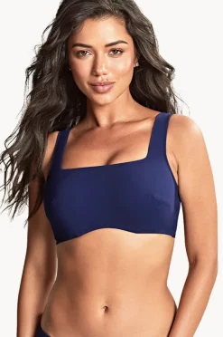 Bikini Tops|Panache Azzurro Gina F Cup Square Neck Crop Navy