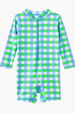 Rashies & Sunsuits|Milky Baby Boys Check Sunsuit Green/blue