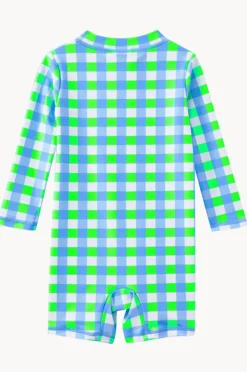 Rashies & Sunsuits|Milky Baby Boys Check Sunsuit Green/blue