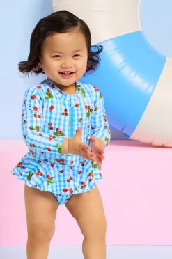 Rashies & Sunsuits|Seafolly Girls Baby Girls Beach Picnic Sunsuit Blue/White