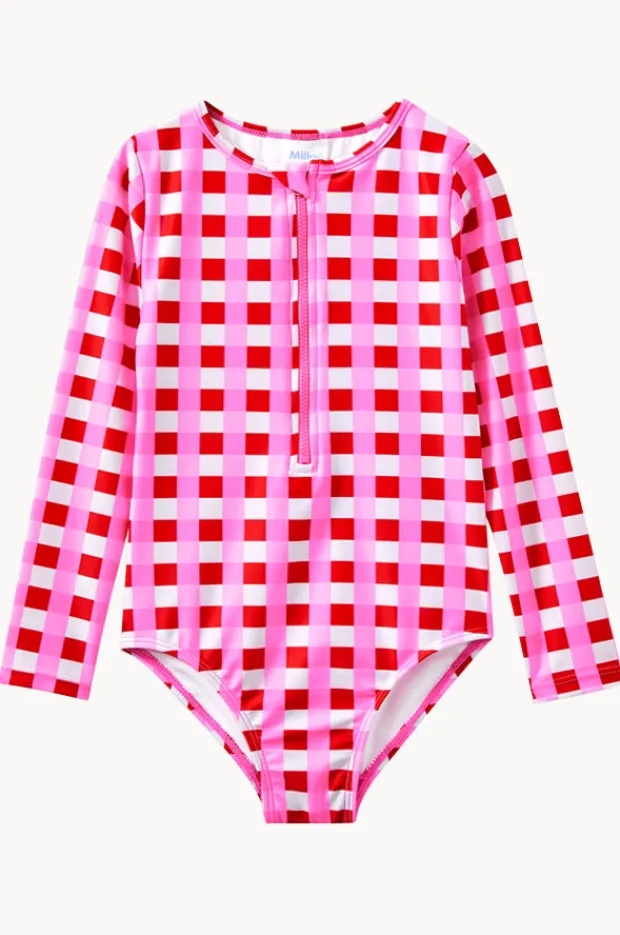 Rashies & Sunsuits|Milky Baby Girls Lollipop Check Sunsuit Red/pink