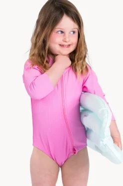 Rashies & Sunsuits|Rashies & Sunsuits|Tini Togs Baby Girls Long Sleeve Zip Sunsuit Marshmallow