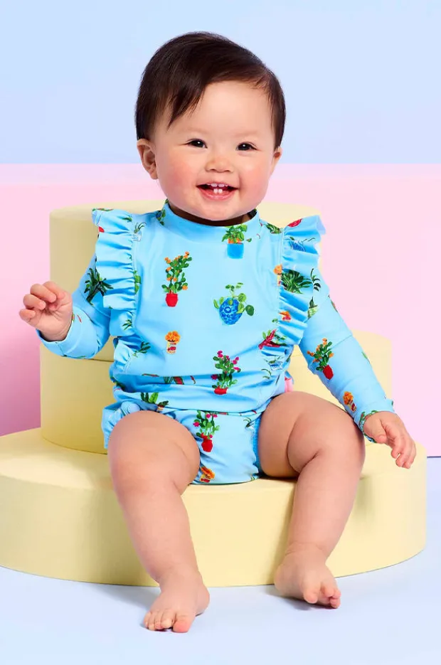 Rashies & Sunsuits|Seafolly Girls Baby Girls Playa Bonita Suntop Set Blue/Multi