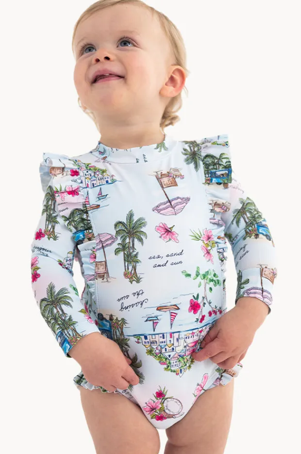 Rashies & Sunsuits|Seafolly Girls Baby Girls Secret Vacay Sunsuit Light blue