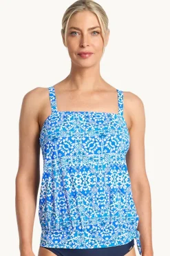 Tankini Tops|Jantzen Bazaar Bandeau Blouson Tankini Separate Blue