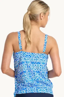 Tankini Tops|Jantzen Bazaar Bandeau Blouson Tankini Separate Blue