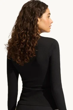 Rashies & Sunsuits|Seafolly Beach Bound Long Sleeve Suntop Black