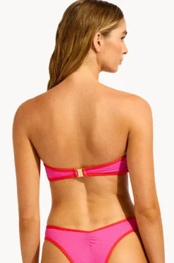 Bikini Tops|Seafolly Beach Bound Ring Front Bandeau Hot pink