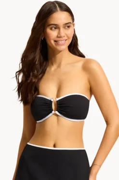 Bikini Tops|Seafolly Beach Bound Ring Front Bandeau Black
