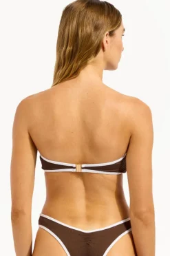 Bikini Tops|Seafolly Beach Bound Ring Front Bandeau Dark chocolate