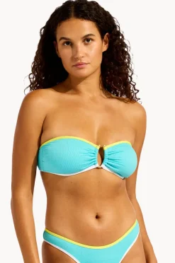 Bikini Tops|Seafolly Beach Bound Ring Front Bandeau Atoll blue