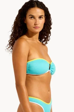 Bikini Tops|Seafolly Beach Bound Ring Front Bandeau Atoll blue