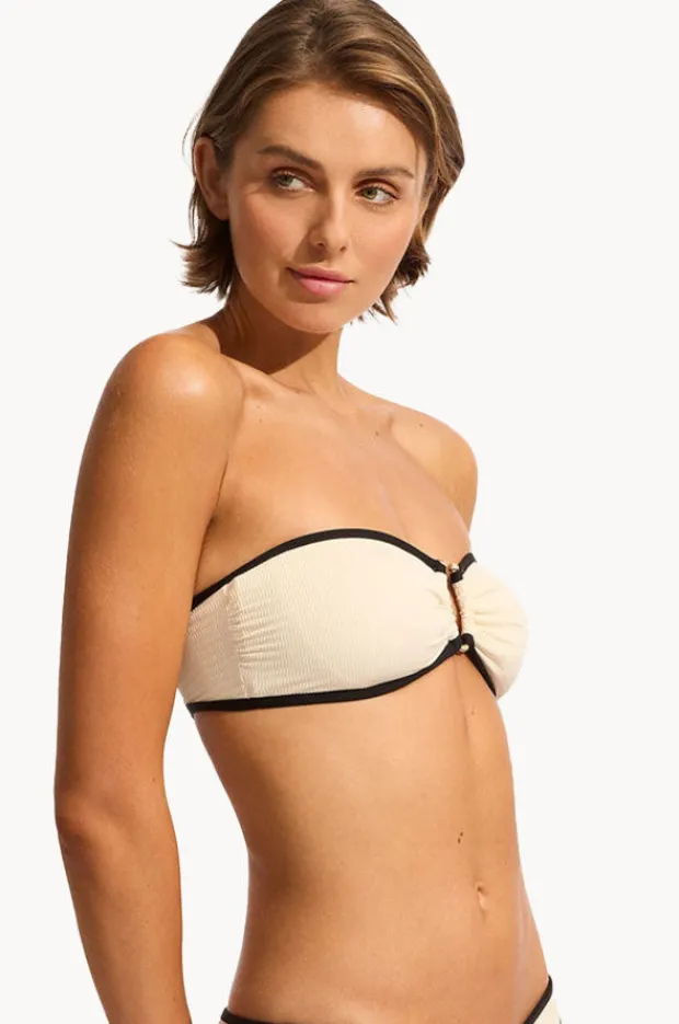 Bikini Tops|Seafolly Beach Bound Ring Front Bandeau Ecru