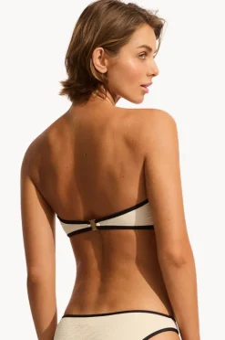 Bikini Tops|Seafolly Beach Bound Ring Front Bandeau Ecru