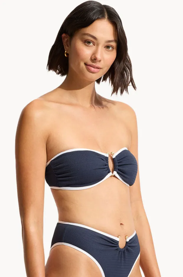 Bikini Tops|Seafolly Beach Bound Ring Front Bandeau Navy