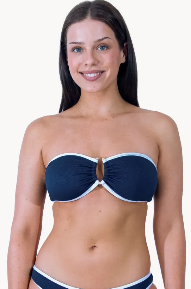 Bikini Tops|Seafolly Beach Bound Ring Front Bandeau Navy
