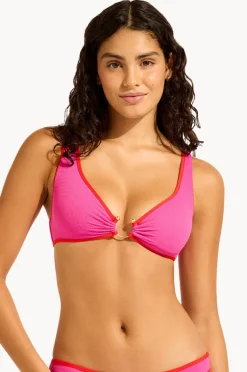 Bikini Tops|Seafolly Beach Bound Ring Front Tank Hot pink
