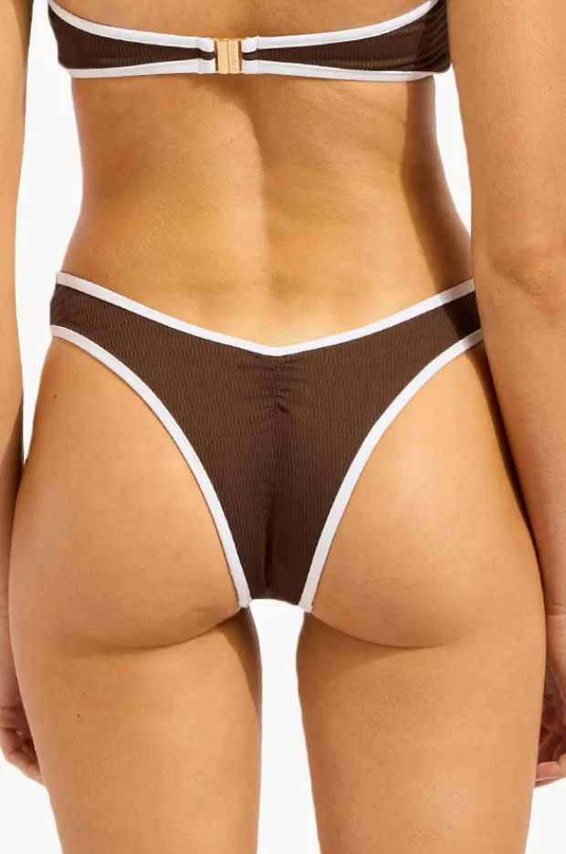 Bottoms|Seafolly Beach Bound Scoop High Cut Rio Pant Dark chocolate