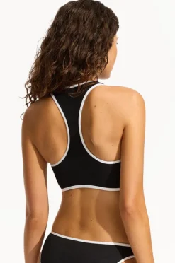 Bikini Tops|Seafolly Beach Bound Zip Action Back Tank Black