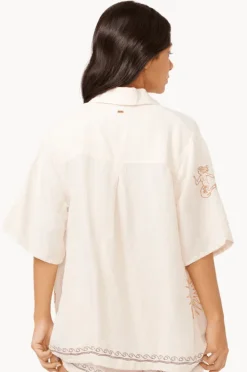 Tops|Rip Curl Beach Party Embroidered Shirt Off White