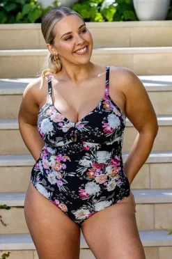 One Pieces|Sea Level Belle DD/E Cup Tie Front One Piece Black