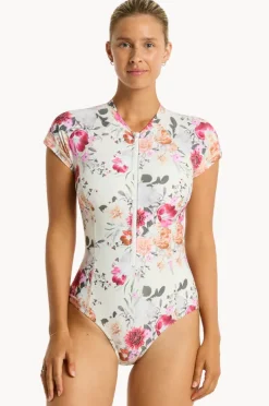Rashies & Sunsuits|Sea Level Belle Short Sleeve Sunsuit Coconut
