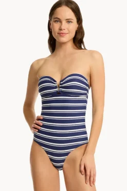 One Pieces|Sea Level Biarritz V Bar Bandeau One Piece French navy