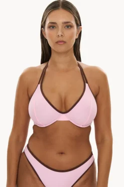 Bikini Tops|Raq Apparel Bind FF/G Cup Underwire Halter Floss/choc