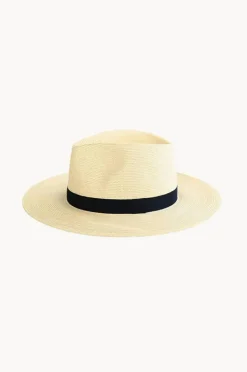 Headwear|Sundaise Black Band Packable Panama Hat Cream