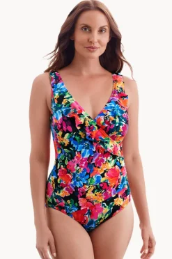 One Pieces|Longitude Blooming Bouquet Ruffle Cross Over One Piece Multi