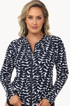 Rashies & Sunsuits|Babes In The Shade Blue Acacia Long Sleeve Rashie Navy/white