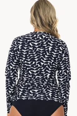 Rashies & Sunsuits|Babes In The Shade Blue Acacia Long Sleeve Rashie Navy/white