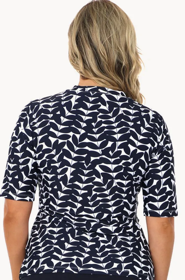 Rashies & Sunsuits|Babes In The Shade Blue Acacia Short Sleeve Suntop Navy/white