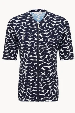 Rashies & Sunsuits|Babes In The Shade Blue Acacia Short Sleeve Suntop Navy/white