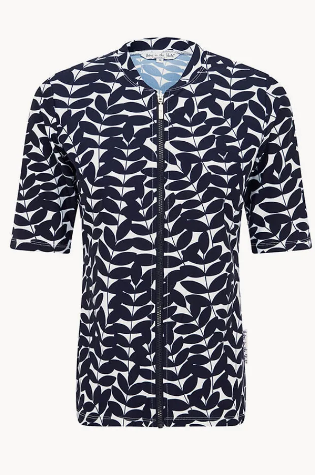 Rashies & Sunsuits|Babes In The Shade Blue Acacia Short Sleeve Suntop Navy/white