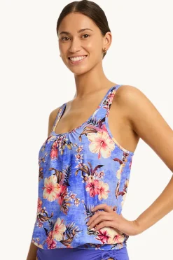 Tankini Tops|Sea Level Blue Hawaii Blouson Tankini Separate Iris